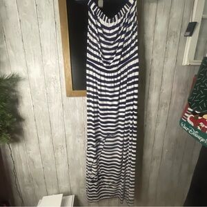 LILLY PULITZER Women’s Emmett Yacht Yard Strapless Maxi Dress SZ M Navy & White